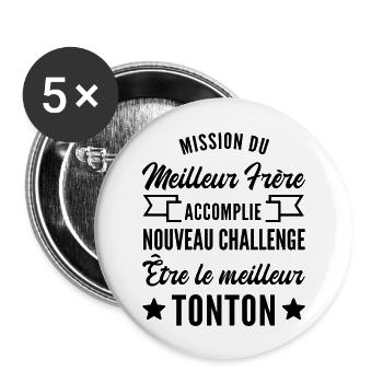 je vais être le meilleur tonton - Lot de 5 grands badges (56 mm) - blanc - Devant
