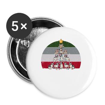 Français Bulldog Arbre de Noël Frenchie Chien - Lot de 5 grands badges (56 mm) - blanc - Devant