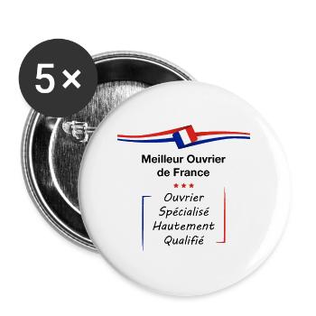 Bester Arbeiter Frankreichs MOF - Buttons groß 56 mm (5er Pack) - Weiß - Vorne