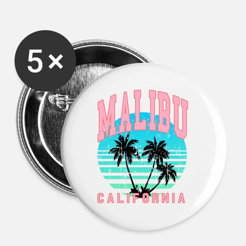 malibu palms California - Buttons large 2.2''/56 mm (5-pack) - white