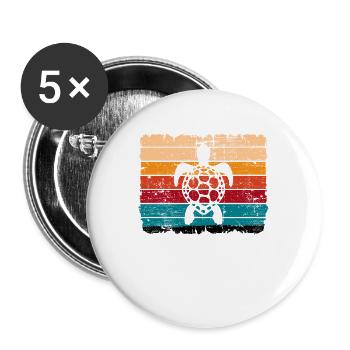 Turtle Retro Animal Sea Reptile Gift idea - Buttons large 2.2''/56 mm (5-pack) - white - Front