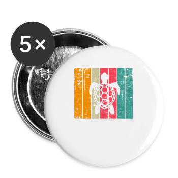 Tortue Rétro Animal Reptile de mer Idée cadeau - Lot de 5 grands badges (56 mm) - blanc - Devant
