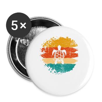 Turtle Retro Animal Sea Reptile Gift idea - Buttons groß 56 mm (5er Pack) - Weiß - Vorne