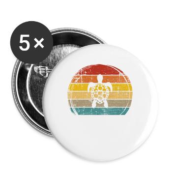 Tortue Rétro Animal Reptile de mer Idée cadeau - Lot de 5 grands badges (56 mm) - blanc - Devant
