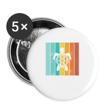Tortue Rétro Animal Reptile de mer Idée cadeau - Lot de 5 grands badges (56 mm) - blanc - Devant