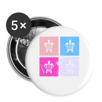 Turtle Retro Animal Sea Reptile Gift idea - Buttons large 2.2''/56 mm (5-pack) - white - Front