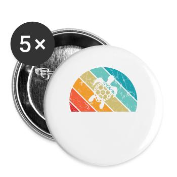 Turtle Retro Animal Sea Reptile Gift idea - Buttons large 2.2''/56 mm (5-pack) - white - Front