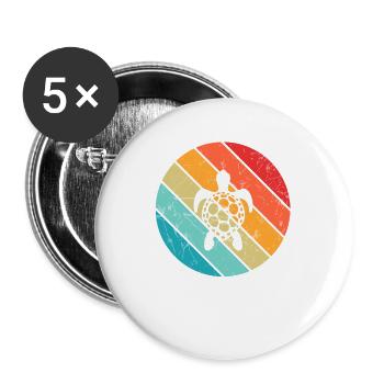 Turtle Retro Animal Sea Reptile Gift idea - Buttons groß 56 mm (5er Pack) - Weiß - Vorne