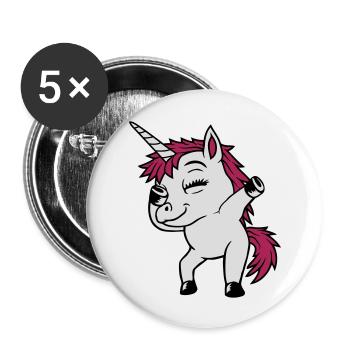 Party Unicorn Dabbing Dance - Buttons large 2.2''/56 mm (5-pack) - white - Front