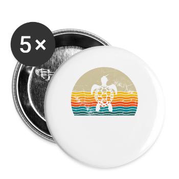 Turtle Retro Animal Sea Reptile Gift idea - Buttons large 2.2''/56 mm (5-pack) - white - Front
