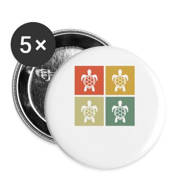 Turtle Retro Animal Sea Reptile Gift idea - Buttons large 2.2''/56 mm (5-pack) - white - Front