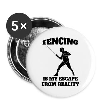 Fechten witziger Kampfsport lustige Fechter Spruch - Buttons groß 56 mm (5er Pack) - Weiß - Vorne