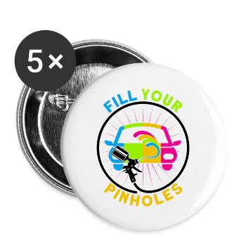 Peintre de véhicule Je remplis vos trous Cadeau - Lot de 5 grands badges (56 mm) - blanc - Devant