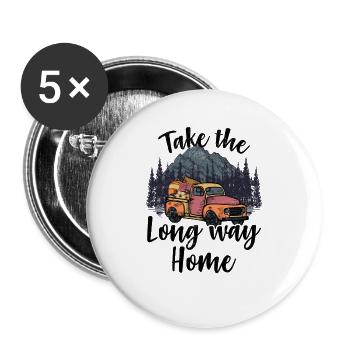 Hiking Camping Camping Outdoor Hiking Tour Hikers - Buttons large 2.2''/56 mm (5-pack) - white - Front