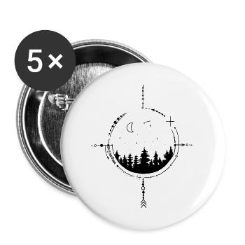 Boussole lunaire et stellaire - Lot de 5 grands badges (56 mm) - blanc - Devant