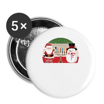 Joyeux Noël Hanoukka Noël Hanoukka Noël - Lot de 5 grands badges (56 mm) - blanc - Devant