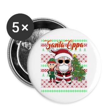 Cute Elf and Santa K-Pop Style Christmas - Buttons large 2.2''/56 mm (5-pack) - white - Front