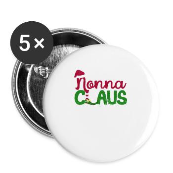 Nonna Claus Santa Oma lustige Weihnachten Pyjamas - Buttons groß 56 mm (5er Pack) - Weiß - Vorne