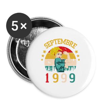Septembre 1999 Anniversaire Vintage Idée Cadeau - Lot de 5 grands badges (56 mm) - blanc - Devant