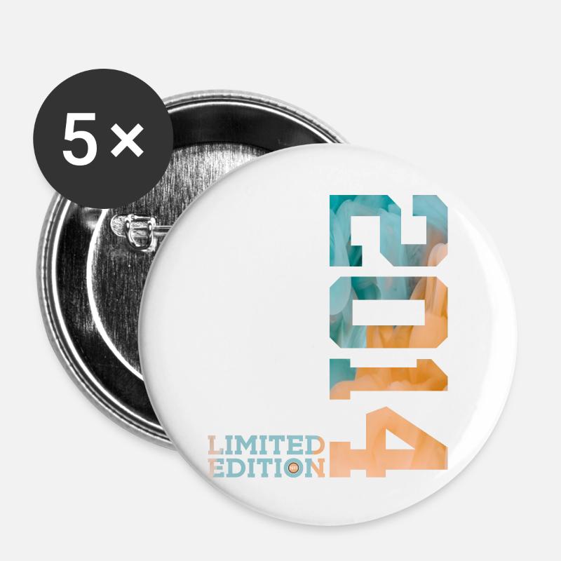 12. GEBURTSTAG LIMITED EDITION 2014 - Buttons groß 56 mm (5er Pack) - Weiß