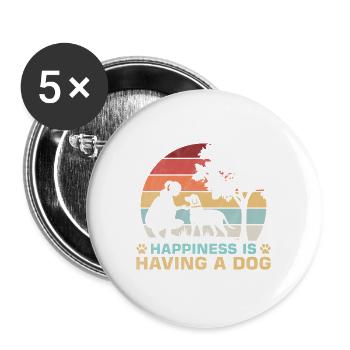 Chien Chien Amour Bonne Chance Propriétaires de Chiens Chiens - Lot de 5 grands badges (56 mm) - blanc - Devant