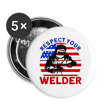 Welding Welder USA Patriotic Gift - Buttons large 2.2''/56 mm (5-pack) - white - Front