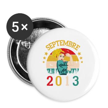 Septembre 2013 Anniversaire Vintage Idée Cadeau - Lot de 5 grands badges (56 mm) - blanc - Devant