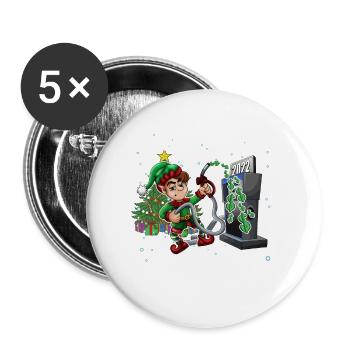 Drôle Elfe Pompant l’essence Noël Drôle - Lot de 5 grands badges (56 mm) - blanc - Devant