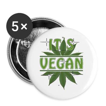 HEMP ITS VEGAN - Buttons groß 56 mm (5er Pack) - Weiß - Vorne