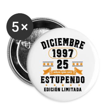 25 Ans Anniversaire Vintage Né(e) en Décembre 1997 - Lot de 5 grands badges (56 mm) - blanc - Devant