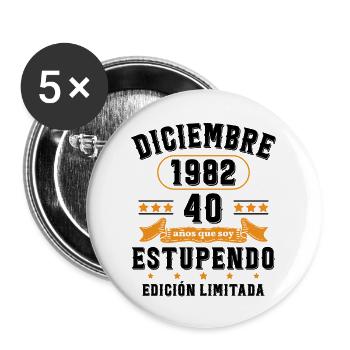 40 Ans Anniversaire Vintage Né(e) en Décembre 1982 - Lot de 5 grands badges (56 mm) - blanc - Devant