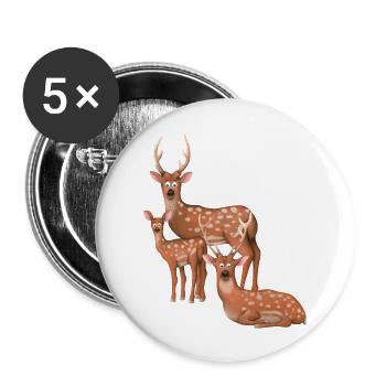 Axis deer family - Buttons large 2.2''/56 mm (5-pack) - white - Front