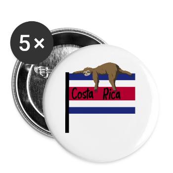 Costa Rica Faultier auf der Flagge von Costa Rica - Buttons groß 56 mm (5er Pack) - Weiß - Vorne