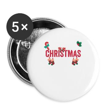 Drôle de Noël PJs Pyjama de Vacances Joyeux Noël - Lot de 5 grands badges (56 mm) - blanc - Devant