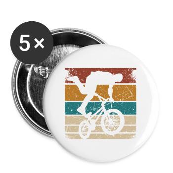 BMX Shirt Cyclisme Descente Vintage Rétro - Lot de 5 grands badges (56 mm) - blanc - Devant