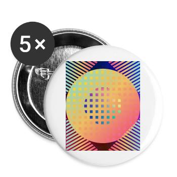 Moderne Kunst Grafik-Design 3 formen Linien Farben - Buttons groß 56 mm (5er Pack) - Weiß - Vorne