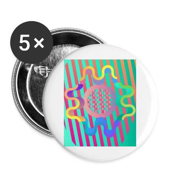 Moderne Kunst Grafik-Design 4 formen Linien Farben - Buttons groß 56 mm (5er Pack) - Weiß - Vorne