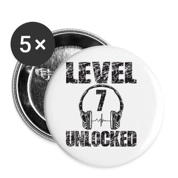 Niveau 7 Cadeau d’anniversaire débloqué 7 ans 7. - Lot de 5 grands badges (56 mm) - blanc - Devant