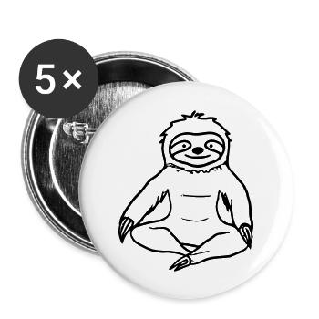 Faultier Yoga Geschenkidee Vektor - Buttons groß 56 mm (5er Pack) - Weiß - Vorne