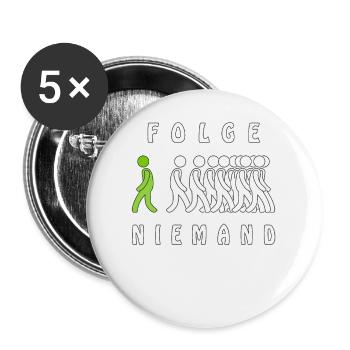 FOLGE NIEMAND - Buttons groß 56 mm (5er Pack) - Weiß - Vorne