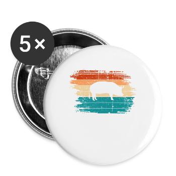 Pig Animal Retro Pet Farm Gift idea - Buttons large 2.2''/56 mm (5-pack) - white - Front