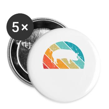 Pig Animal Retro Pet Farm Idée cadeau - Lot de 5 grands badges (56 mm) - blanc - Devant