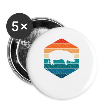 Pig Animal Retro Pet Farm Gift idea - Buttons large 2.2''/56 mm (5-pack) - white - Front