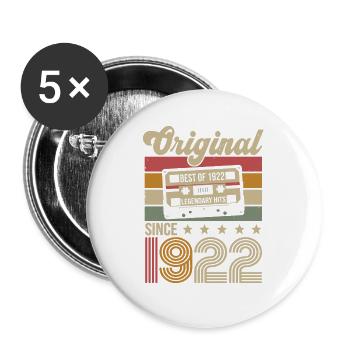 Vintage Birthday Original Gift Idea 1922 - Buttons large 2.2''/56 mm (5-pack) - white - Front