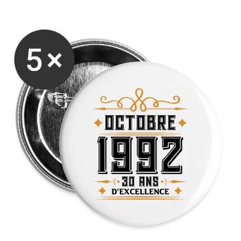 Octobre 1992 30 Ans d'excellence Anniversaire. - Lot de 5 grands badges (56 mm) - blanc - Devant