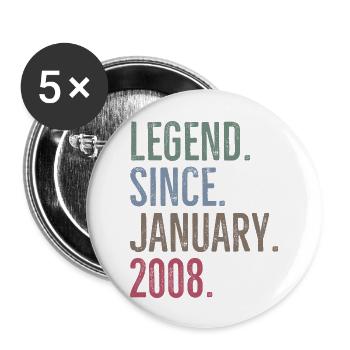 Legend Since January 2008 - Buttons large 2.2''/56 mm (5-pack) - white - Front