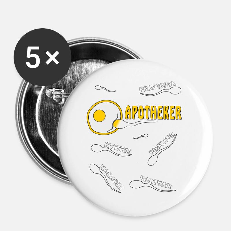 APOTHEKER - Buttons groß 56 mm (5er Pack) - Weiß