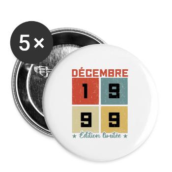 Anniversaire Décembre 1999 - Lot de 5 grands badges (56 mm) - blanc - Devant