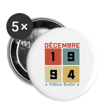 Décembre 1994 - Cadeau D'anniversaire - - Lot de 5 grands badges (56 mm) - blanc - Devant