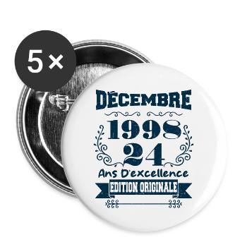 décembre 1998 Edition original | Vintage 1998 - Lot de 5 grands badges (56 mm) - blanc - Devant